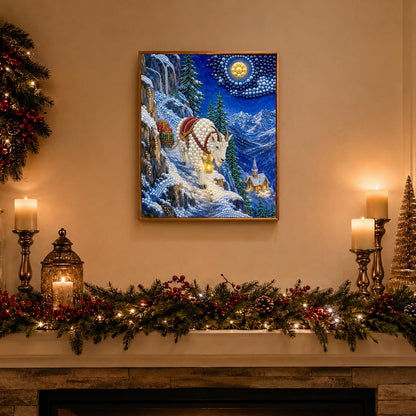 Mountain Goat on a Moonlit Ridge pearl painting – image 3