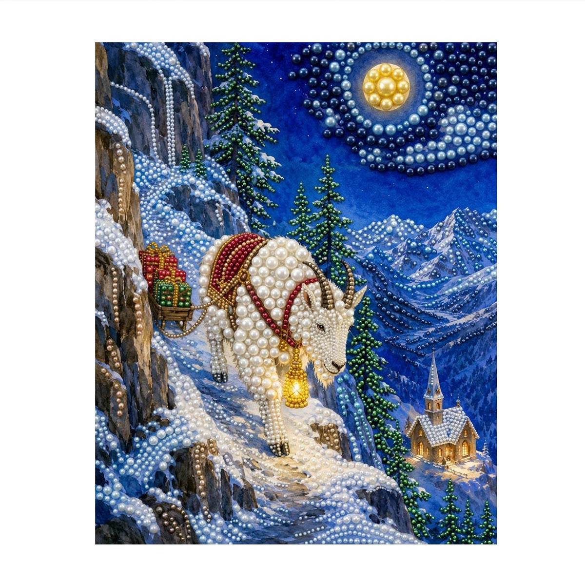 Mountain Goat on a Moonlit Ridge pearl painting – image 11