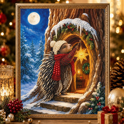 Tree Hollow Doorway Hedgehog pearl painting – image 2