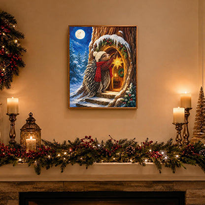 Tree Hollow Doorway Hedgehog pearl painting – image 3