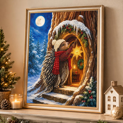 Tree Hollow Doorway Hedgehog pearl painting – image 4