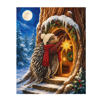 Tree Hollow Doorway Hedgehog pearl painting – image 11