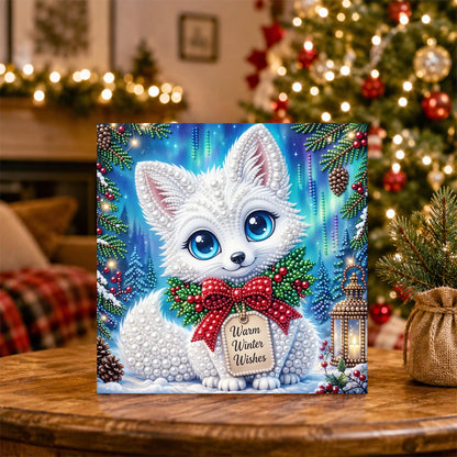 White Kitten with Winter Wishes pearl painting – image 5