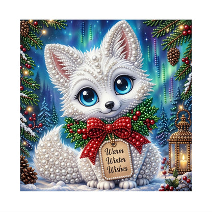 White Kitten with Winter Wishes pearl painting – image 11