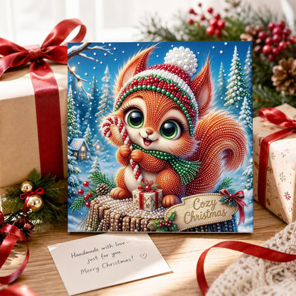 Candy Cane Squirrel on a Stump pearl painting – image 2