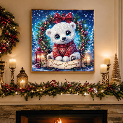 Polar Cub with Season's Greetings pearl painting – image 3