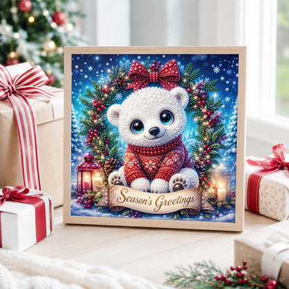 Polar Cub with Season's Greetings pearl painting – image 4