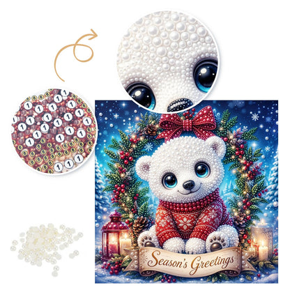 Polar Cub with Season's Greetings pearl painting – image 6