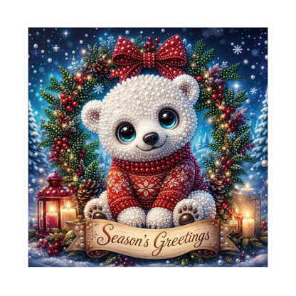 Polar Cub with Season's Greetings pearl painting – image 11