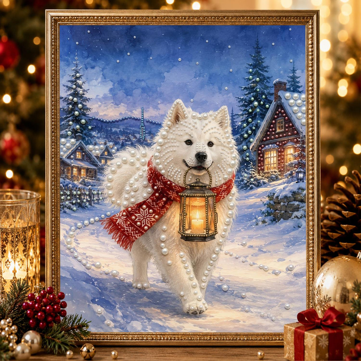 Samoyed Carrying a Lantern pearl painting – image 2