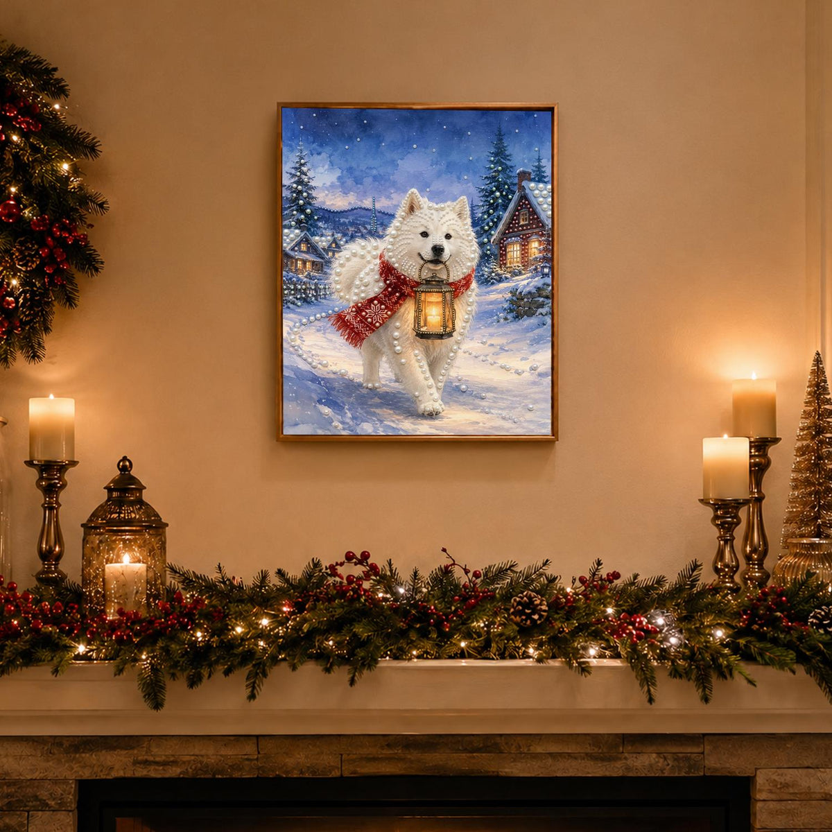 Samoyed Carrying a Lantern pearl painting – image 3