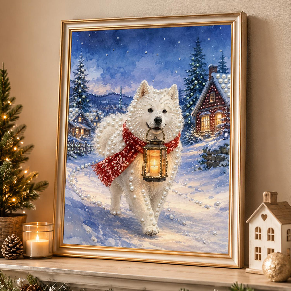 Samoyed Carrying a Lantern pearl painting – image 4