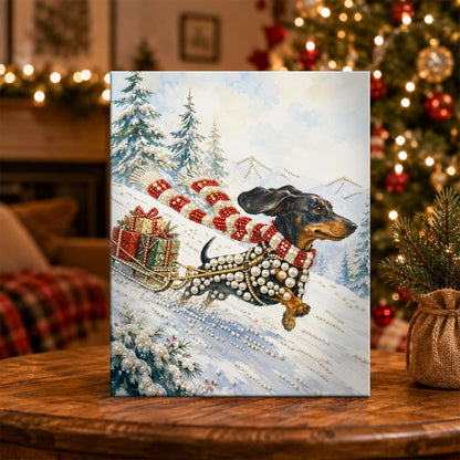 Dachshund Pulling a Gift Sleigh pearl painting – image 5