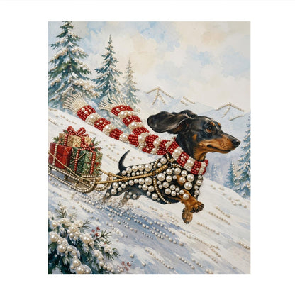 Dachshund Pulling a Gift Sleigh pearl painting – image 11
