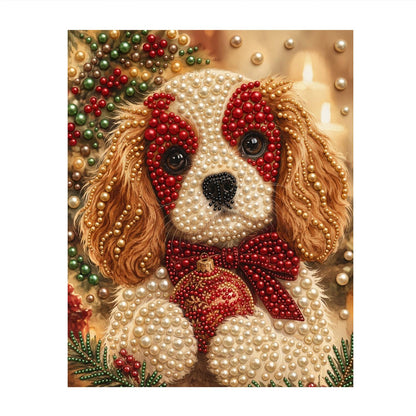 Spaniel Pup with a Red Bow pearl painting – image 11