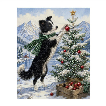 Border Collie Topping the Tree pearl painting – image 11