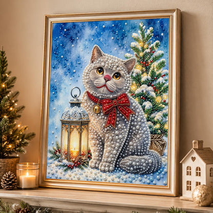 Grey Cat with a Plaid Bow pearl painting – image 4