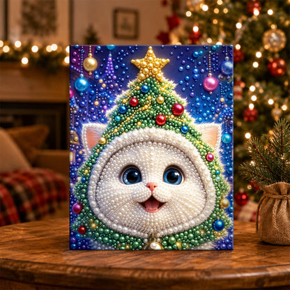 Kitten in a Christmas Tree Hood pearl painting – image 5