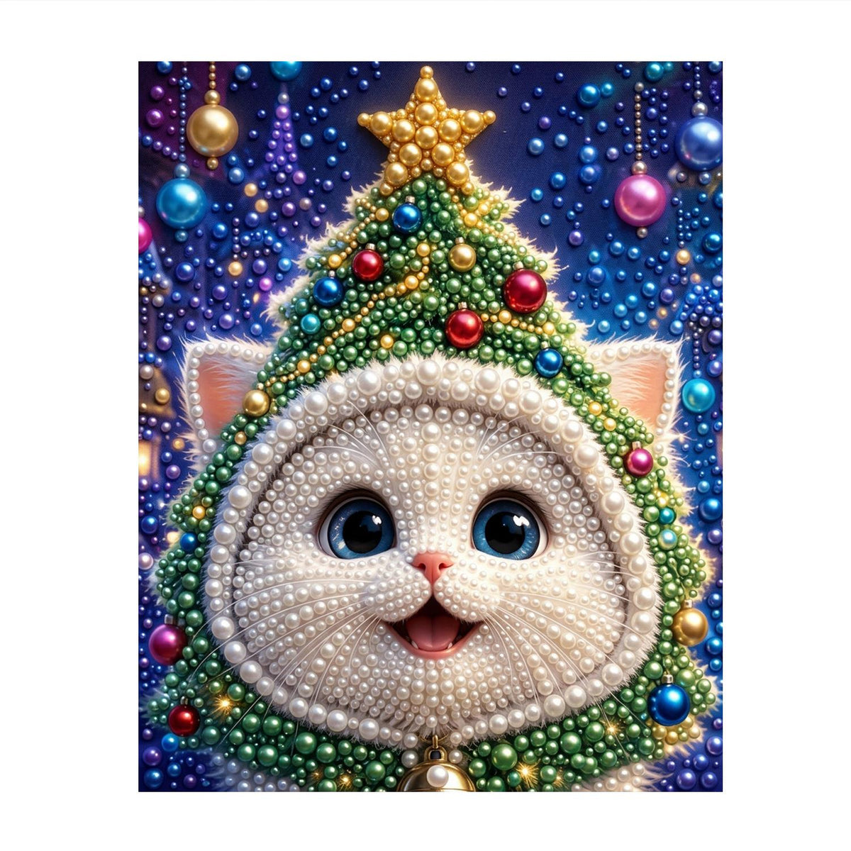 Kitten in a Christmas Tree Hood pearl painting – image 11