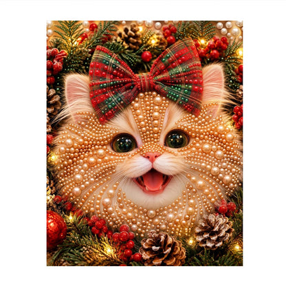 Ginger Kitten with a Tartan Bow pearl painting – image 11