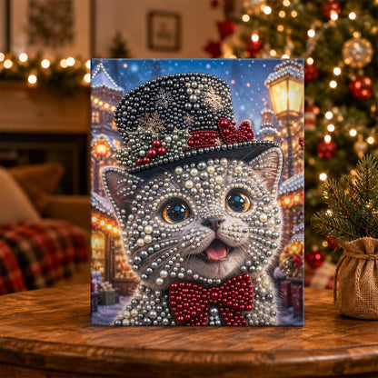 Top-Hat Kitten with a Bow Tie pearl painting – image 5
