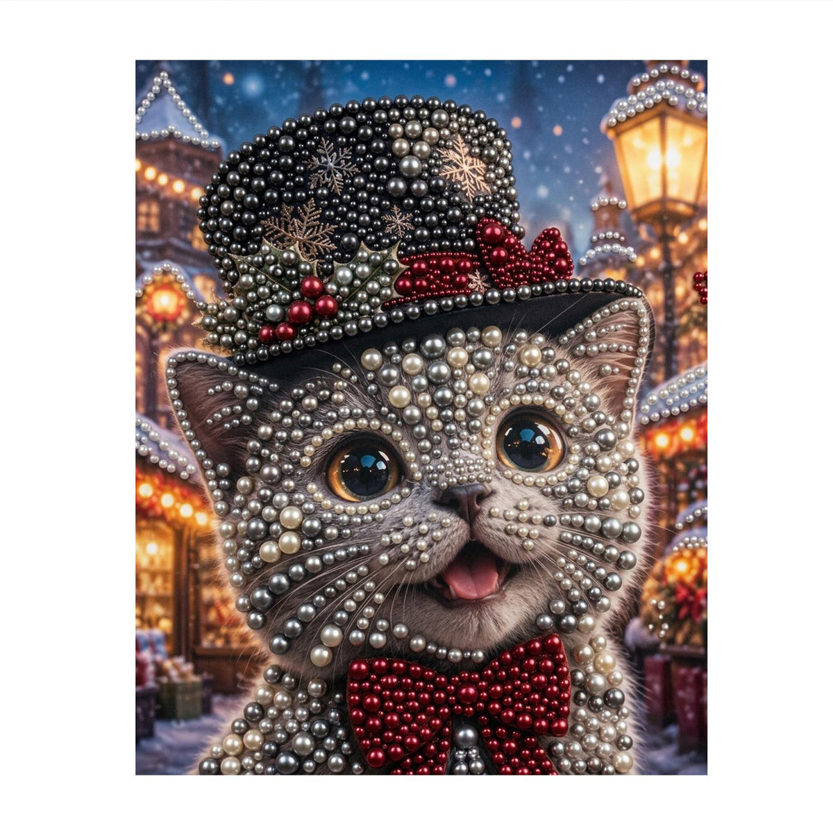 Top-Hat Kitten with a Bow Tie pearl painting – image 11
