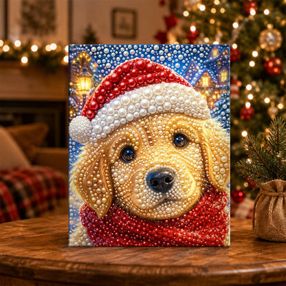 Golden Pup in a Red Scarf pearl painting – image 5