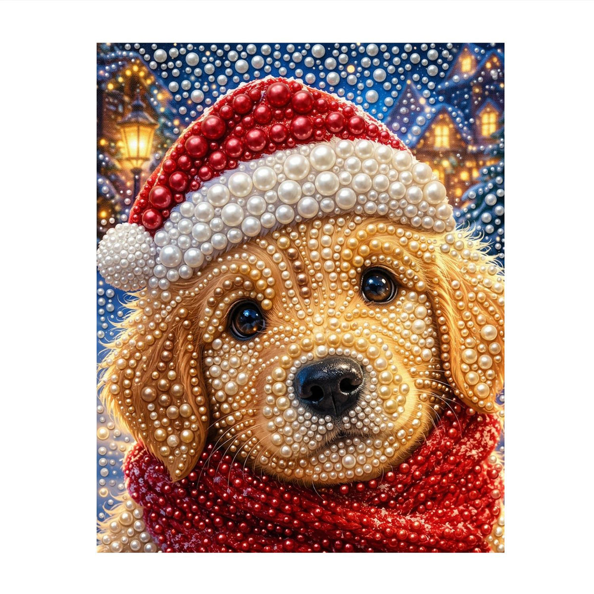 Golden Pup in a Red Scarf pearl painting – image 11