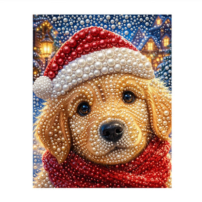 Golden Pup in a Red Scarf pearl painting – image 11