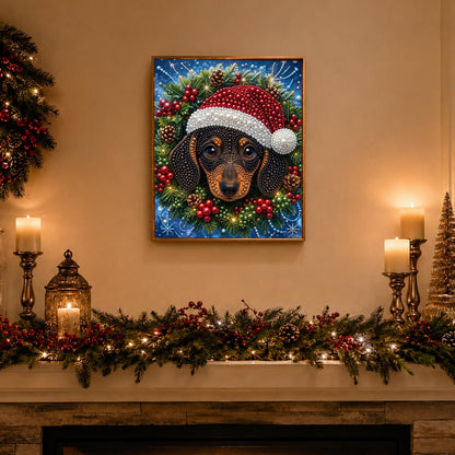 Dachshund in a Berry Wreath pearl painting – image 3