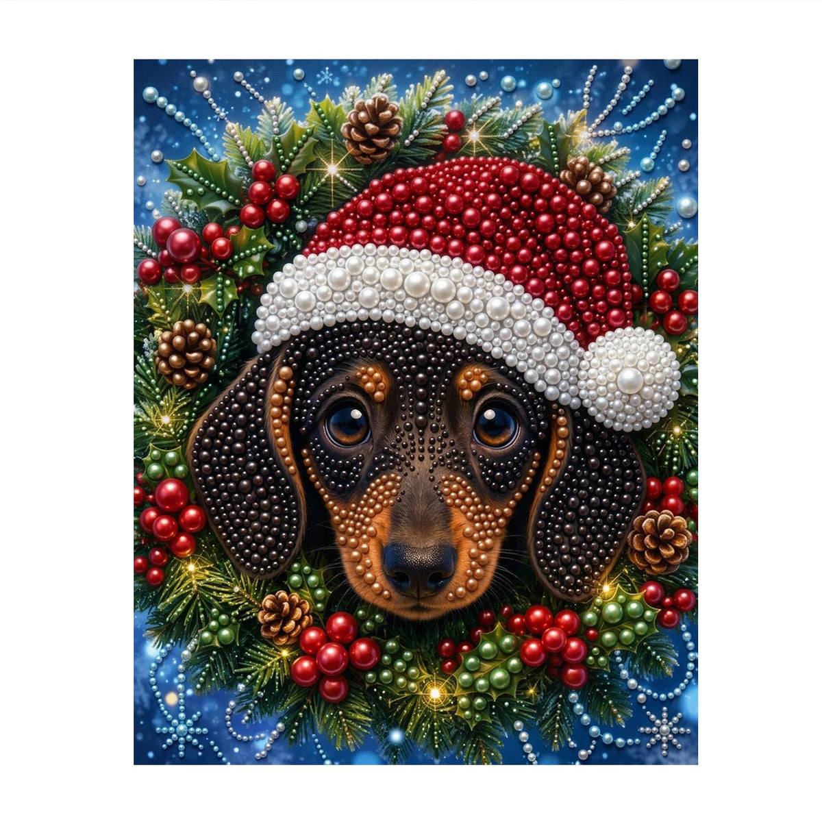 Dachshund in a Berry Wreath pearl painting – image 11