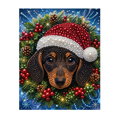 Dachshund in a Berry Wreath pearl painting – image 11