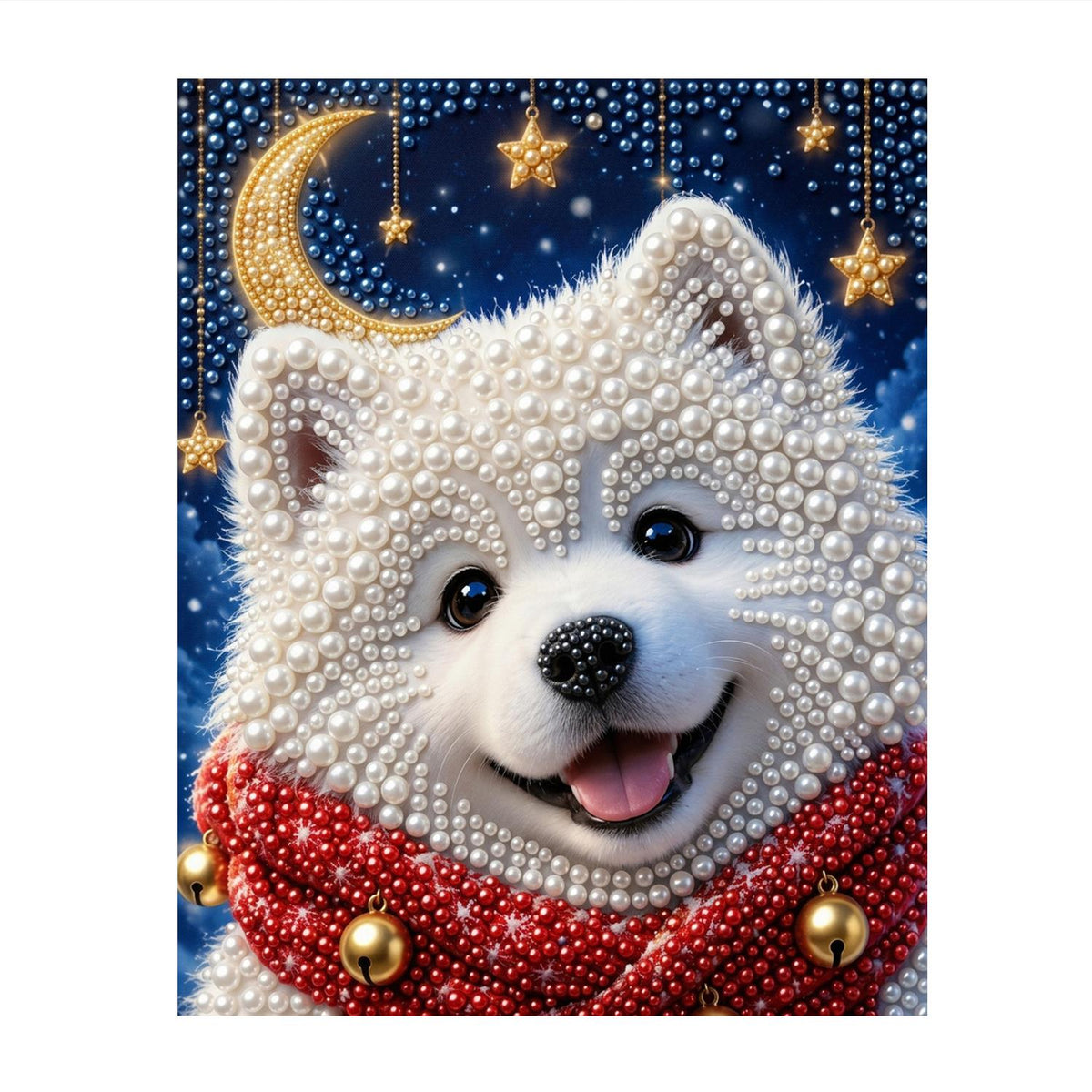 Samoyed Pup Under a Gold Moon pearl painting – image 11