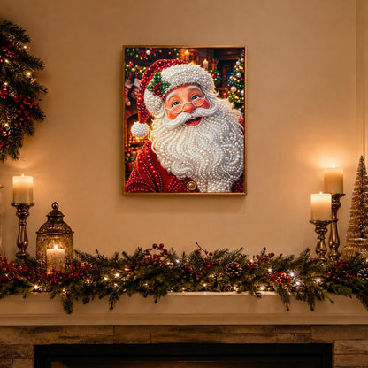 Spectacled Santa by the Fireside pearl painting – image 3
