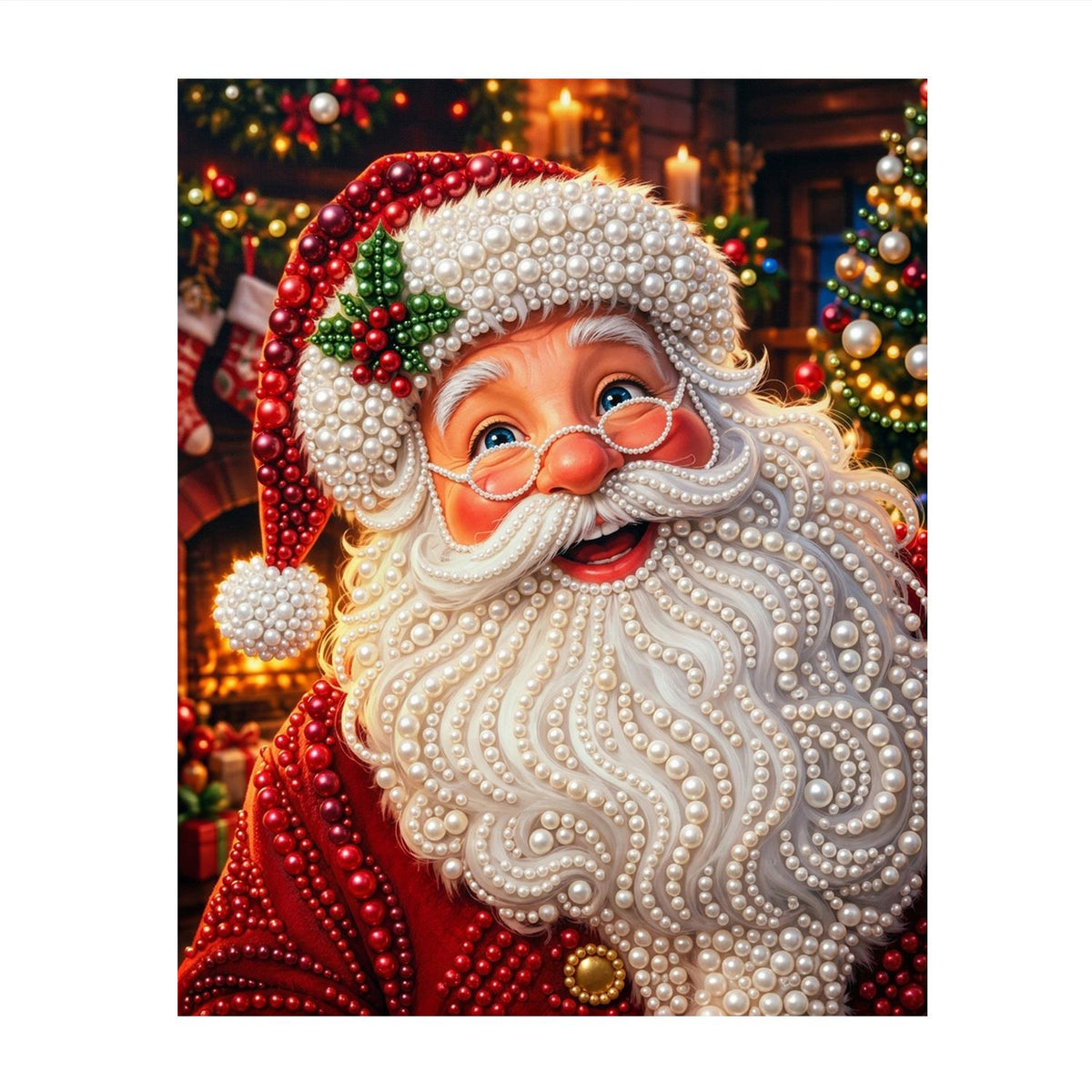 Spectacled Santa by the Fireside pearl painting – image 11