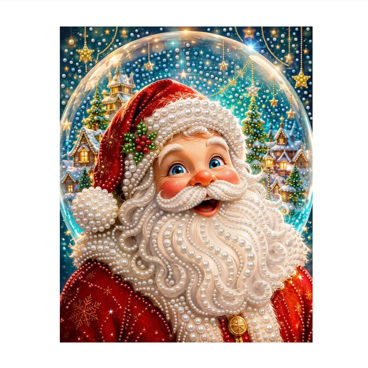 Santa Inside a Snow Globe pearl painting – image 11