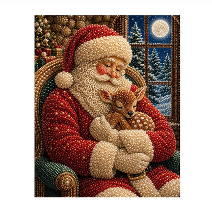 Santa Napping with a Fawn pearl painting – image 11