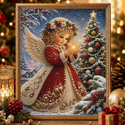 Little Angel Holding a Star pearl painting – image 2
