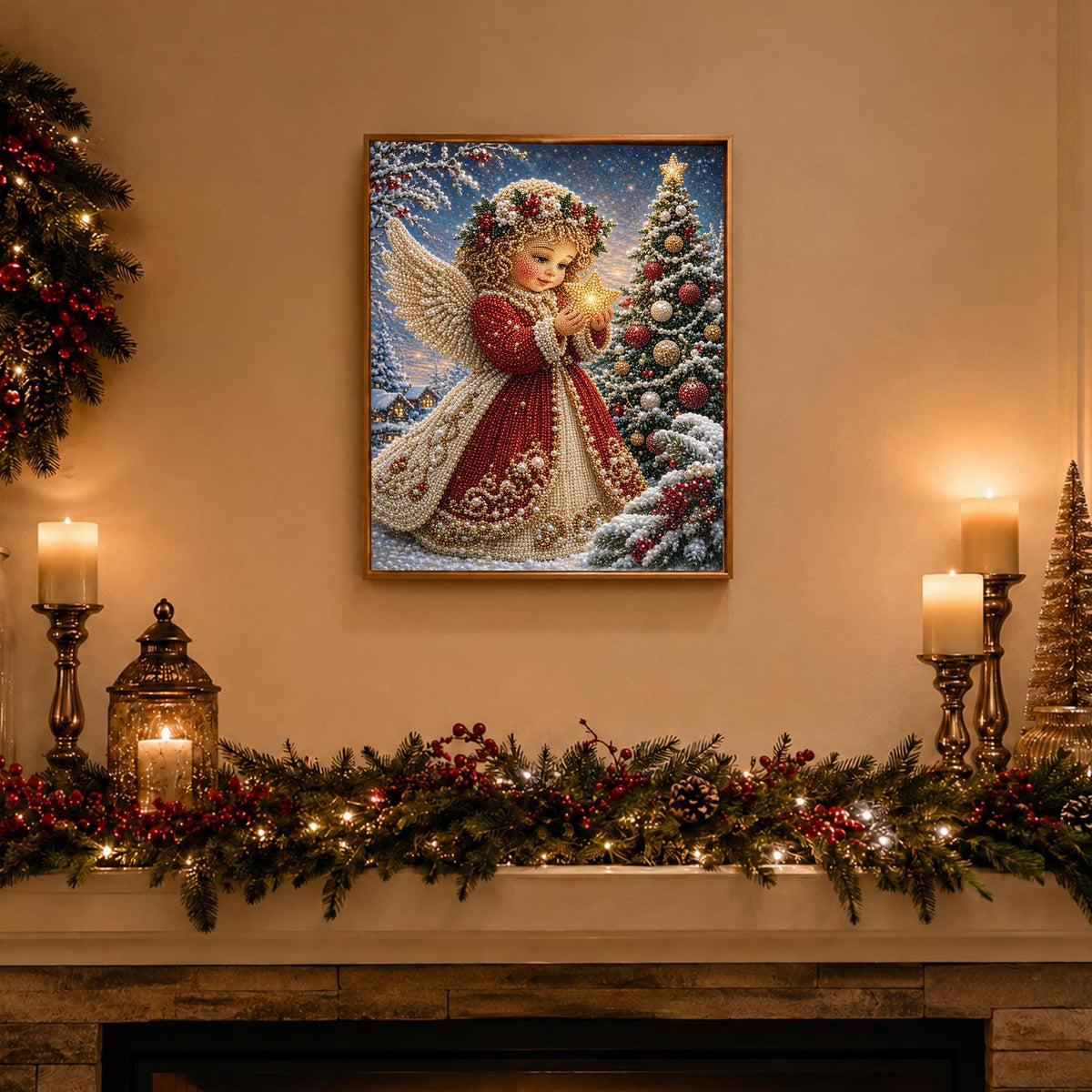 Little Angel Holding a Star pearl painting – image 3