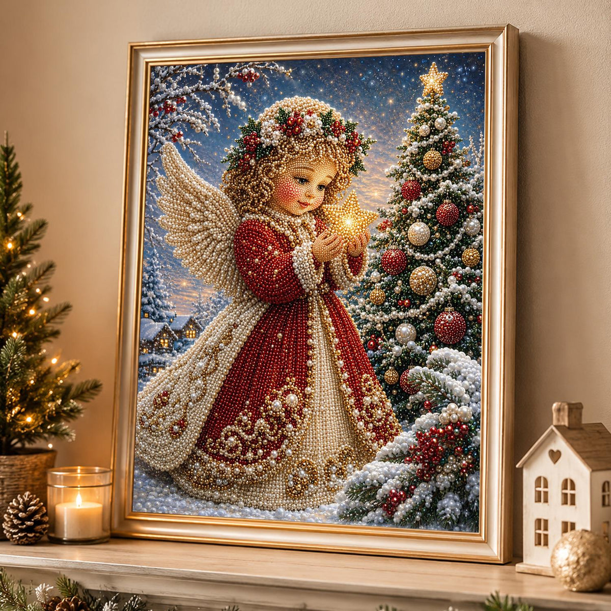 Little Angel Holding a Star pearl painting – image 4