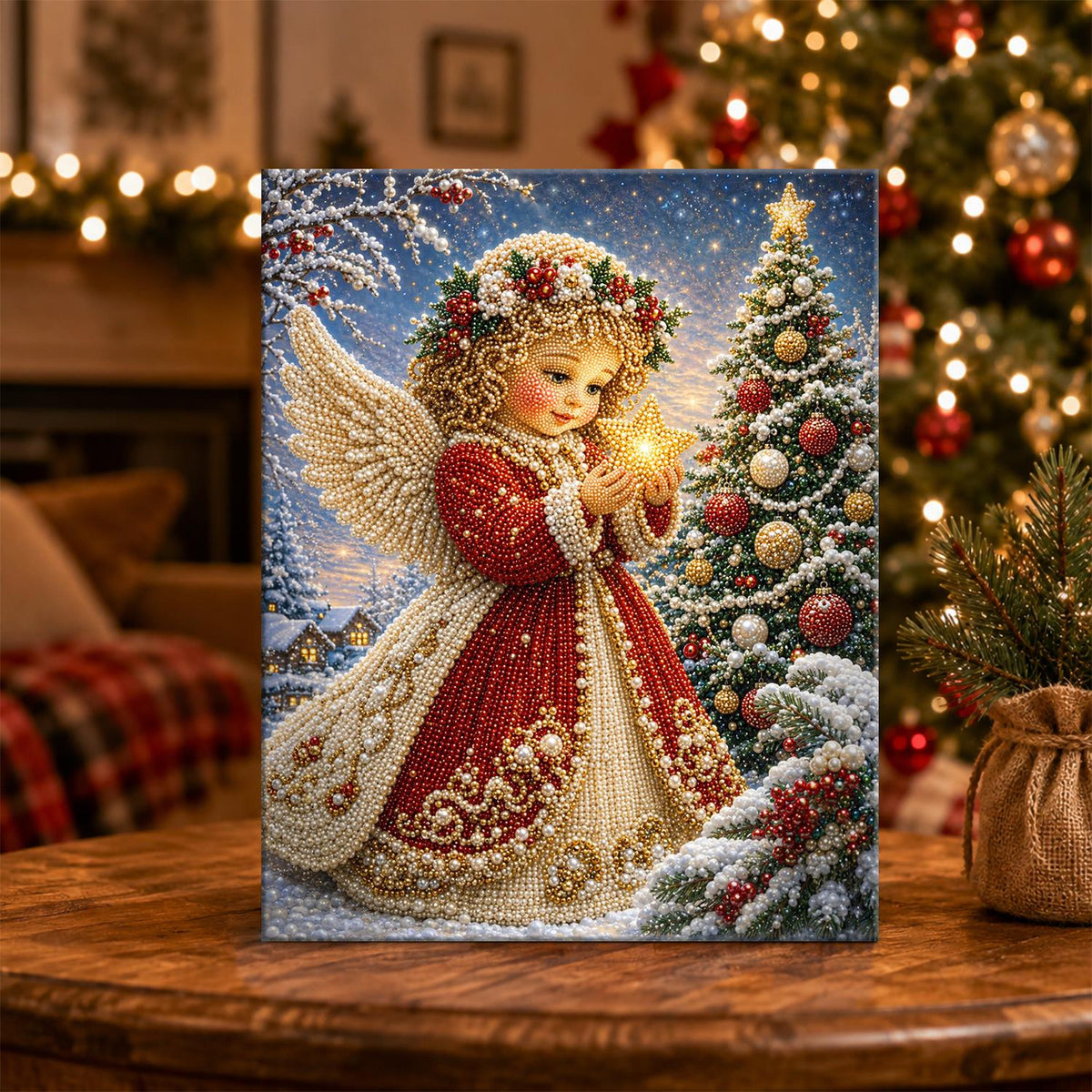 Little Angel Holding a Star pearl painting – image 5