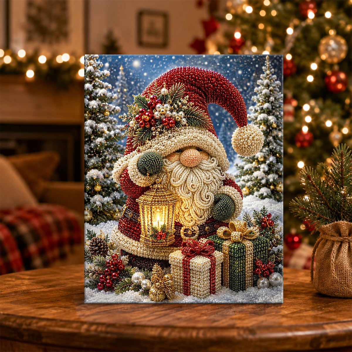 Gnome with Lantern and Presents pearl painting – image 5