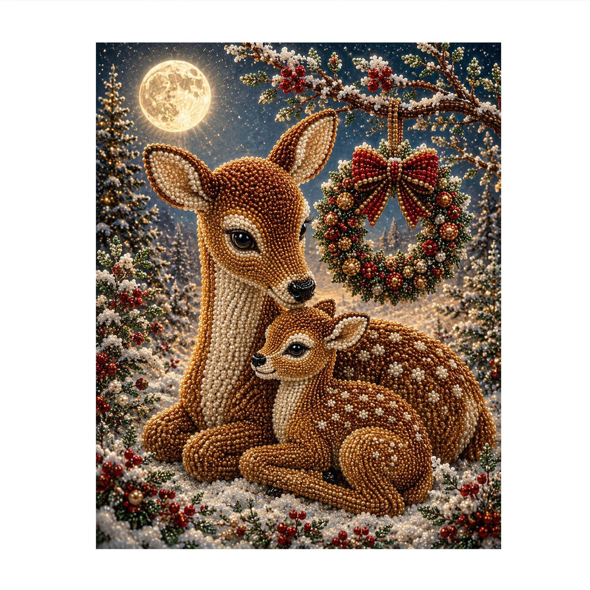 Moonlit Deer Beneath a Wreath pearl painting – image 11