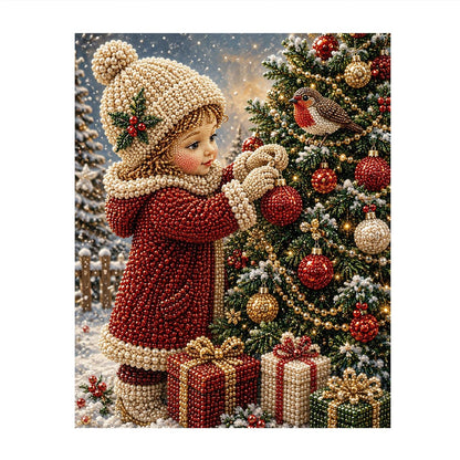 Child Trimming the Tree with Robin pearl painting – image 11