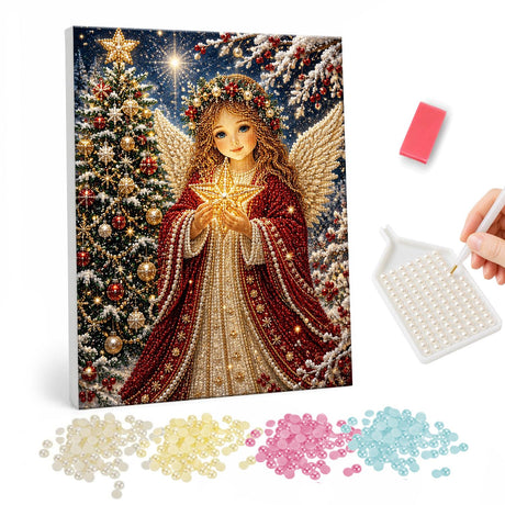 Christmas Angel with Star pearl painting – image 1