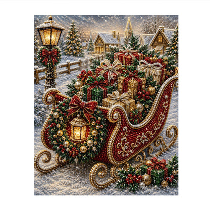 Gift-Laden Sleigh by the Lamppost pearl painting – image 11