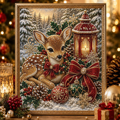 Fawn Beside a Glowing Lantern pearl painting – image 2