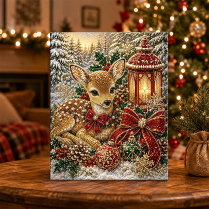 Fawn Beside a Glowing Lantern pearl painting – image 5