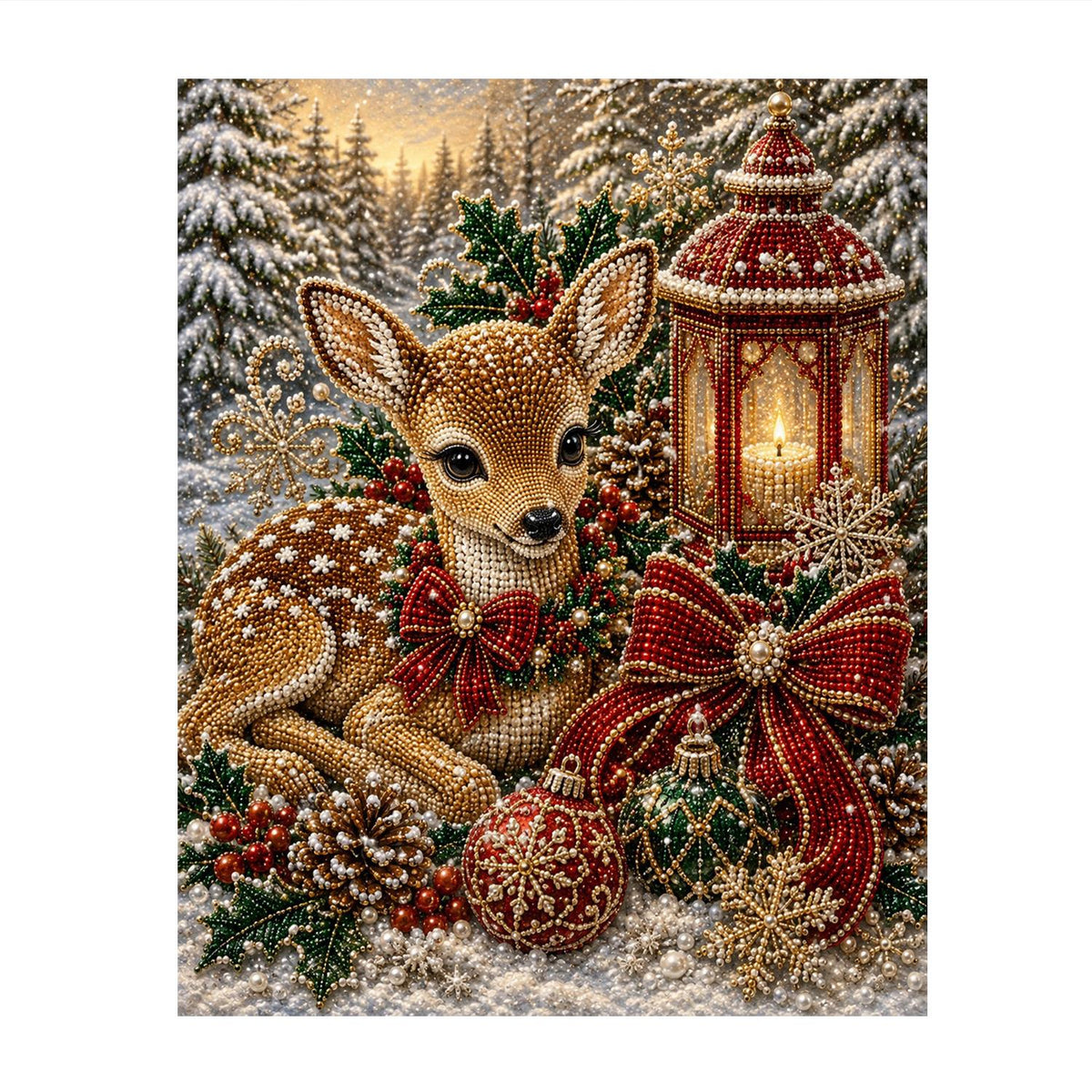 Fawn Beside a Glowing Lantern pearl painting – image 11