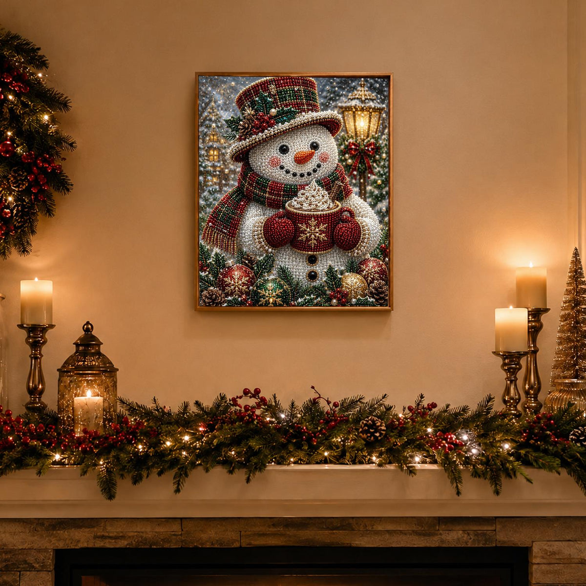 Top-Hat Snowman with a Cocoa Mug pearl painting – image 3
